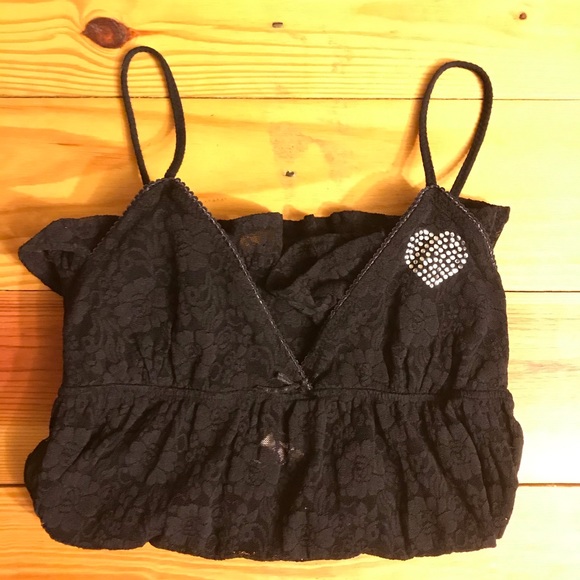 PINK Black Lace Rhinestone Teddy, EUC, XS - Picture 11 of 12